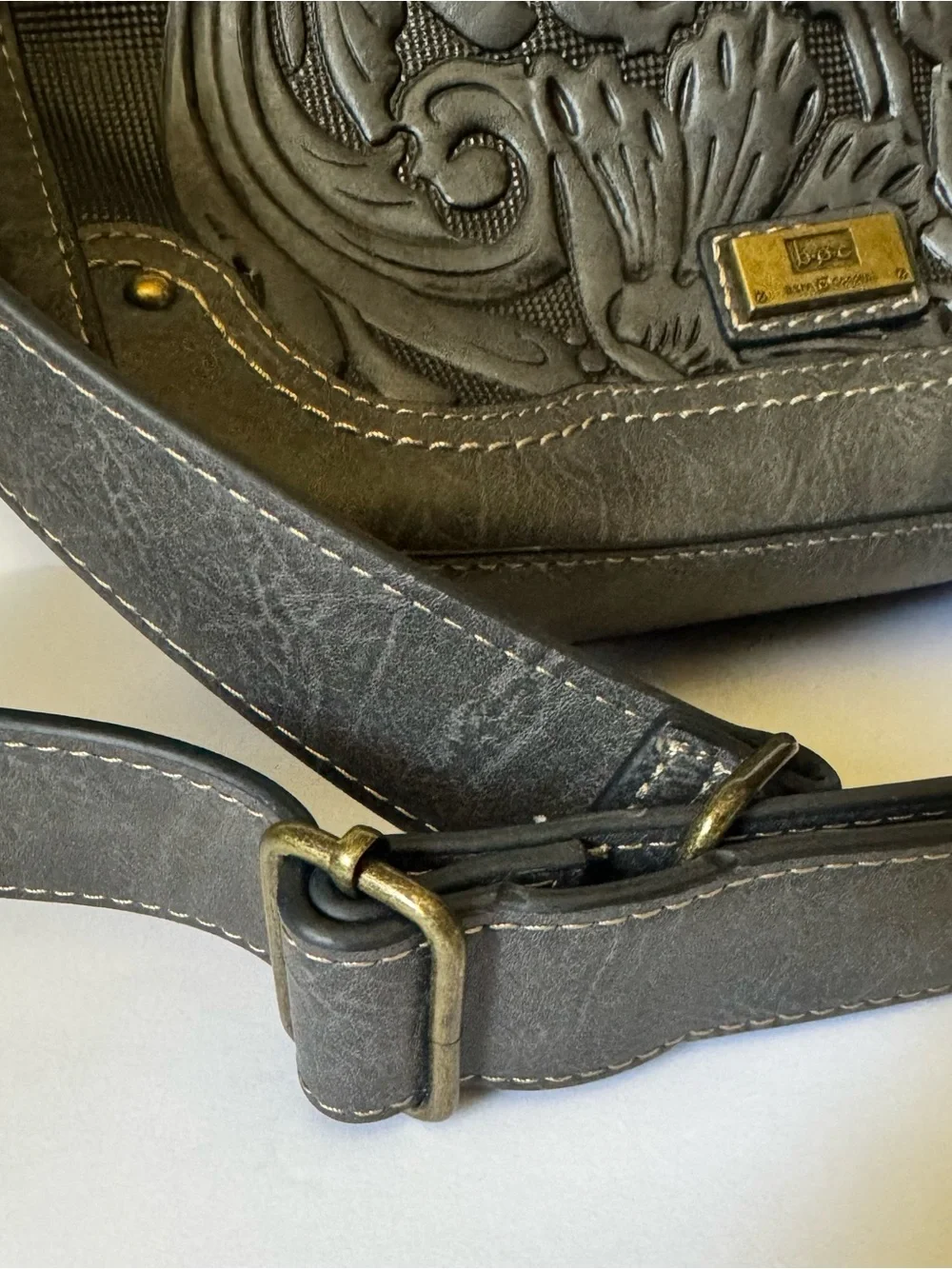 B.O.C. (Born Concept) Floral Embossed Crescent Shaped Shoulder Or Crossbody Bag